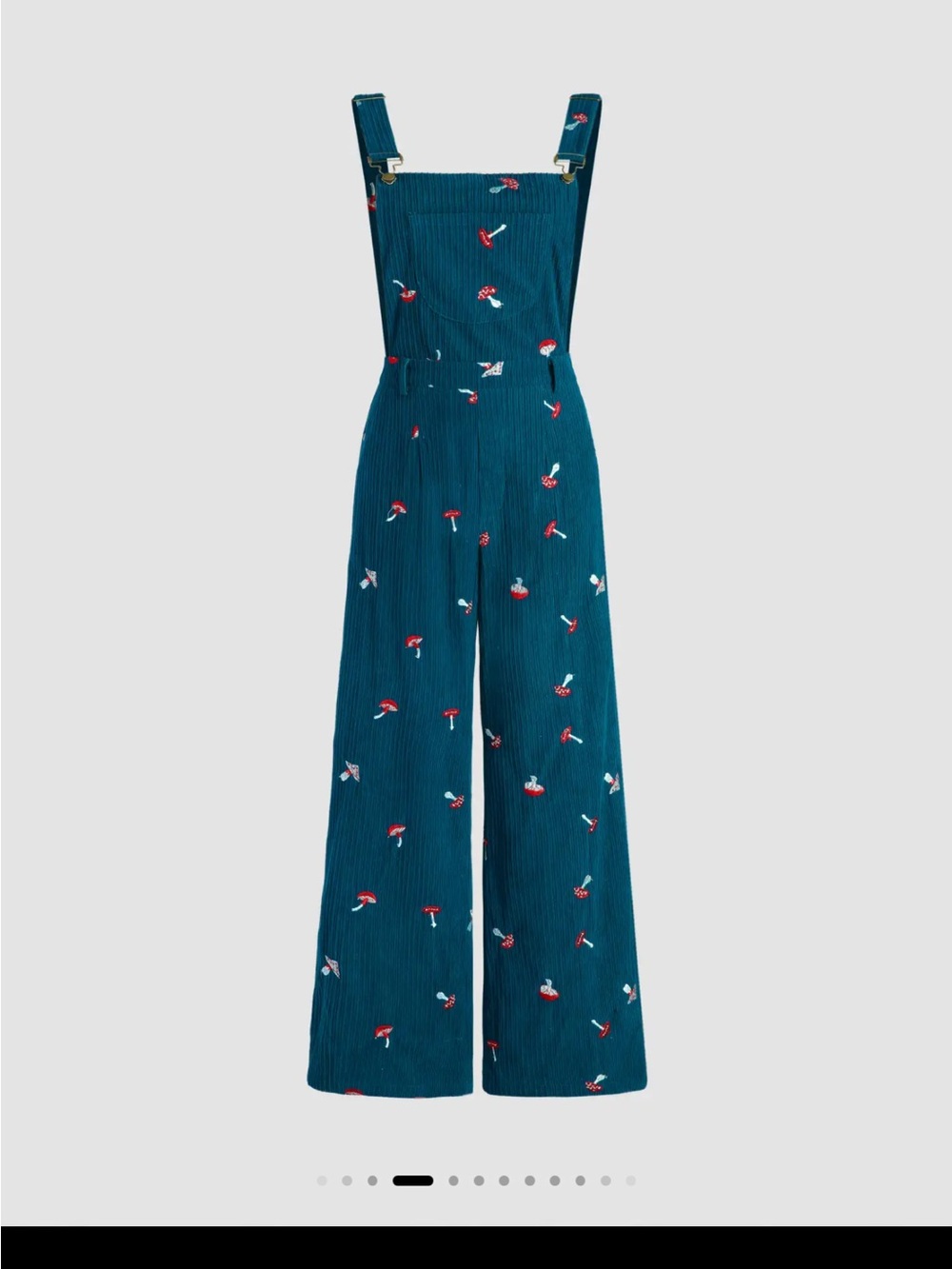 NWT Cider Mushroom Embroidered Corduroy Overalls Small